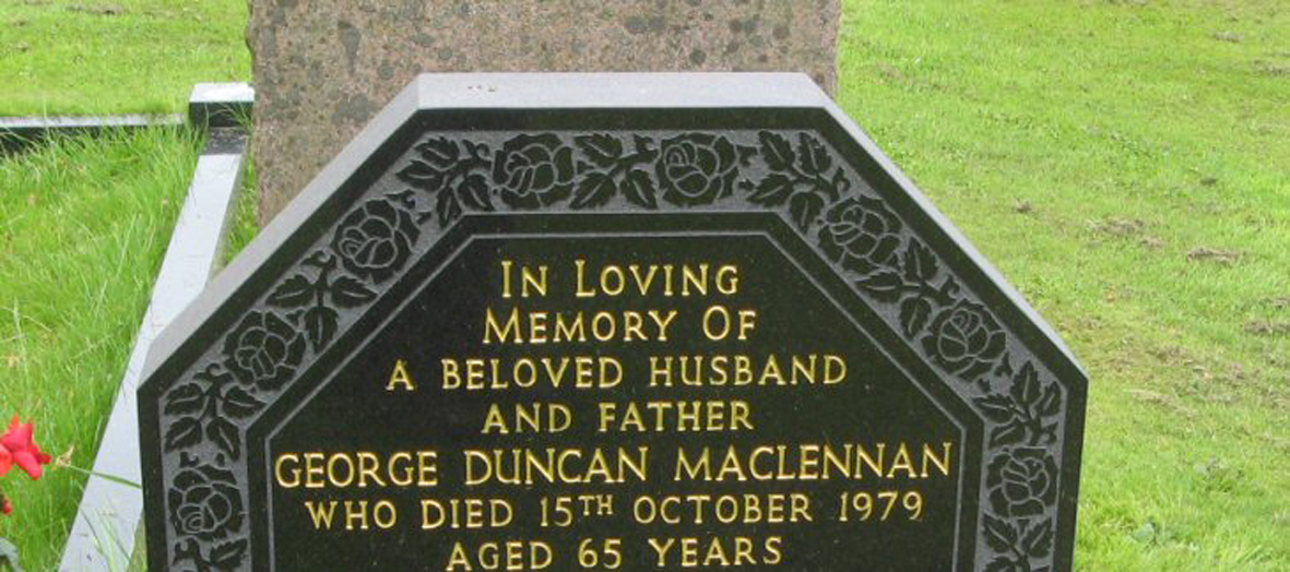 Photo of headstones/George Duncan MacLennan died 1979 MI Urquhart New